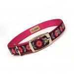 Pink And Brown Mod Flora Metal Buckle Dog Or Cat..