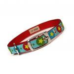 Red And Aqua Stars Metal Buckle Dog Or Cat Collar..