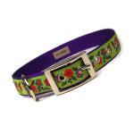 Lime And Purple Floral Metal Buckle Dog Collar (1..